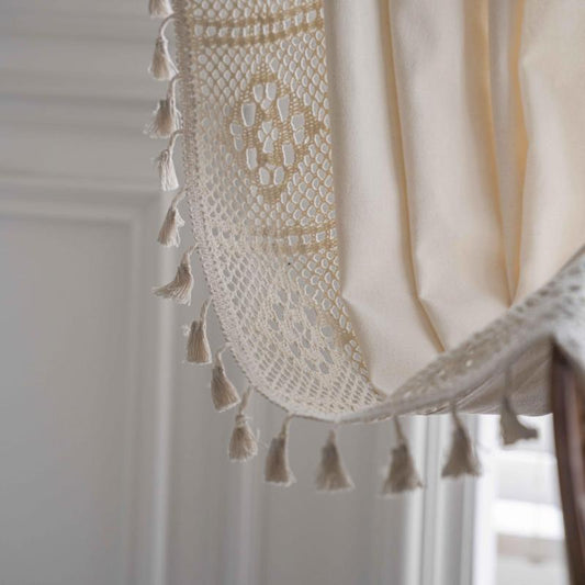 Bohemian Curtain Cream Fringe Patchwork Vintage Bohemian Farmhouse