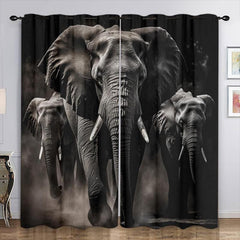 3D Elephant Collage Window Curtains for Home Decor
