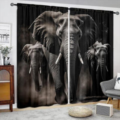 3D Elephant Collage Window Curtains for Home Decor