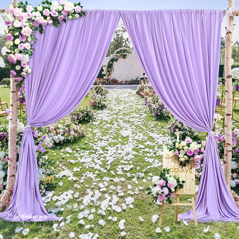 2pcs Rod Pocket Curtains for Weddings Parties and Home Decor