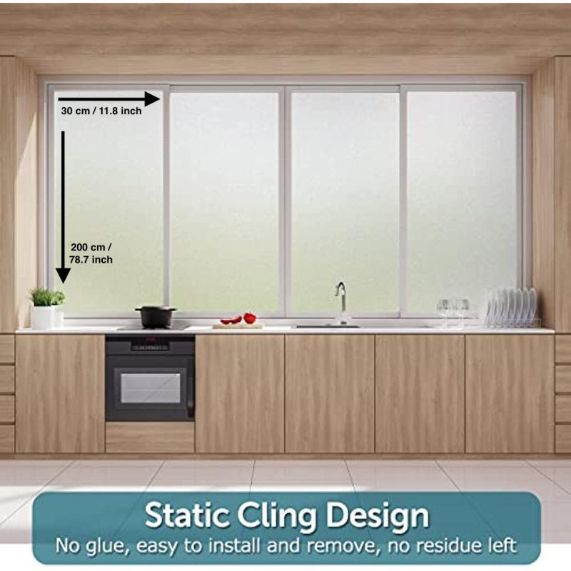 Frosted Opaque Privacy Window Film Static Cling Anti UV Glass