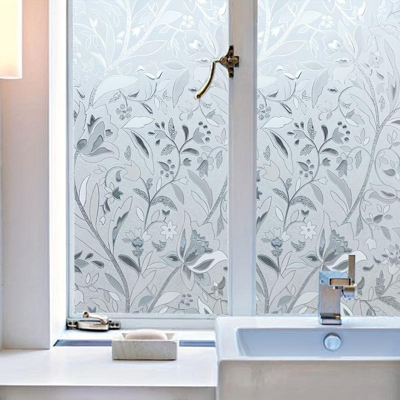 Anti Peep Tulip Glass Window Film Transparent UV Protective Stickers