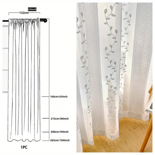 Jacquard Gauze Curtain Willow Sheer Curtain Rod Pocket Living Room Bedroom Decor