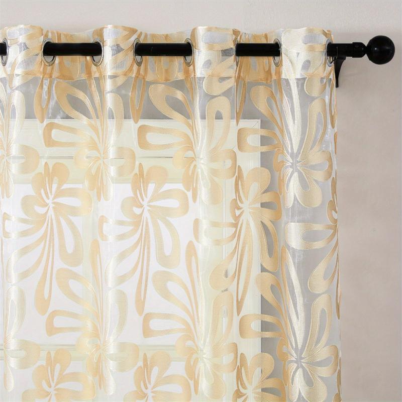 Geometric Tulle Curtain Brown Punch for Living Room Bedroom