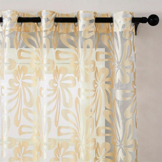 Geometric Tulle Curtain Brown Punch for Living Room Bedroom