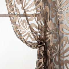 Geometric Tulle Curtain Brown Punch for Living Room Bedroom