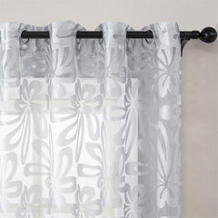 Geometric Tulle Curtain Brown Punch for Living Room Bedroom
