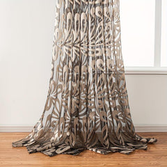 Geometric Tulle Curtain Brown Punch for Living Room Bedroom