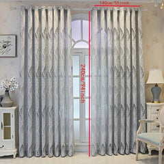 European Curtain Retro Grey Feather Leaves Jacquard Curtain for Home Decor