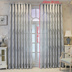European Curtain Retro Grey Feather Leaves Jacquard Curtain for Home Decor