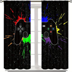 Colorful Game Controller Curtains for Teens Room