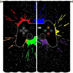 Colorful Game Controller Curtains for Teens Room