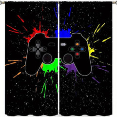 Colorful Game Controller Curtains for Teens Room