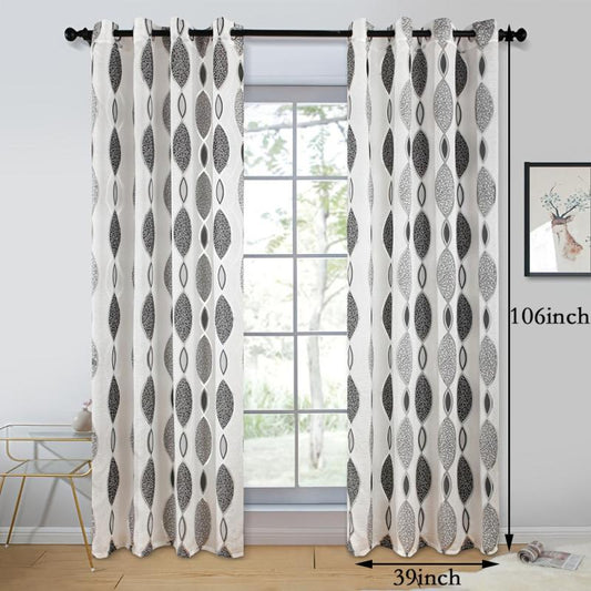 Geometric Pattern Oval Curtain for Living Room Kitchen