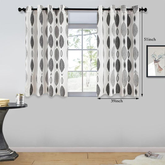 Geometric Pattern Oval Curtain for Living Room Kitchen