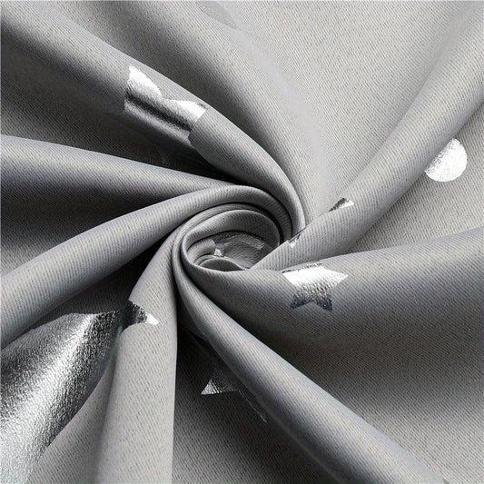 Big Star Moon Pattern Shortcurtain Grey Blackout75 Window Decor