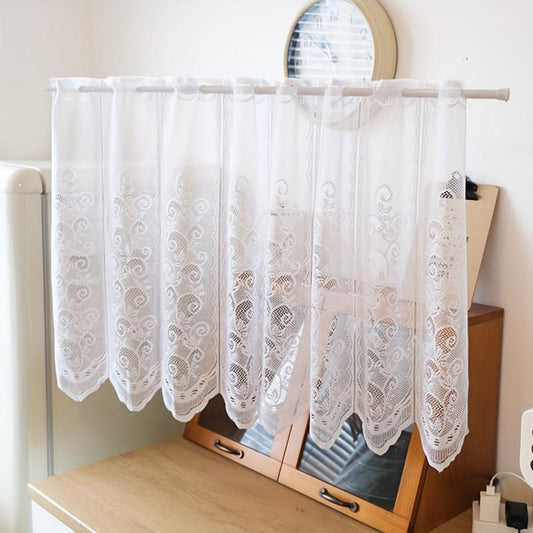 Small Flower Cafe Curtain Lace Hollow Mesh Short Curtain