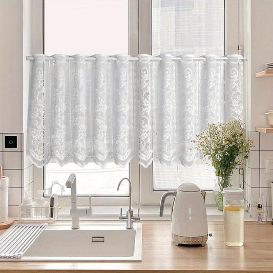 Small Flower Cafe Curtain Lace Hollow Mesh Short Curtain