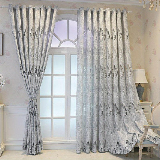 Hollow Leaf Jacquard Sheer Curtain - Enhance Home Decor with Style and Privacy