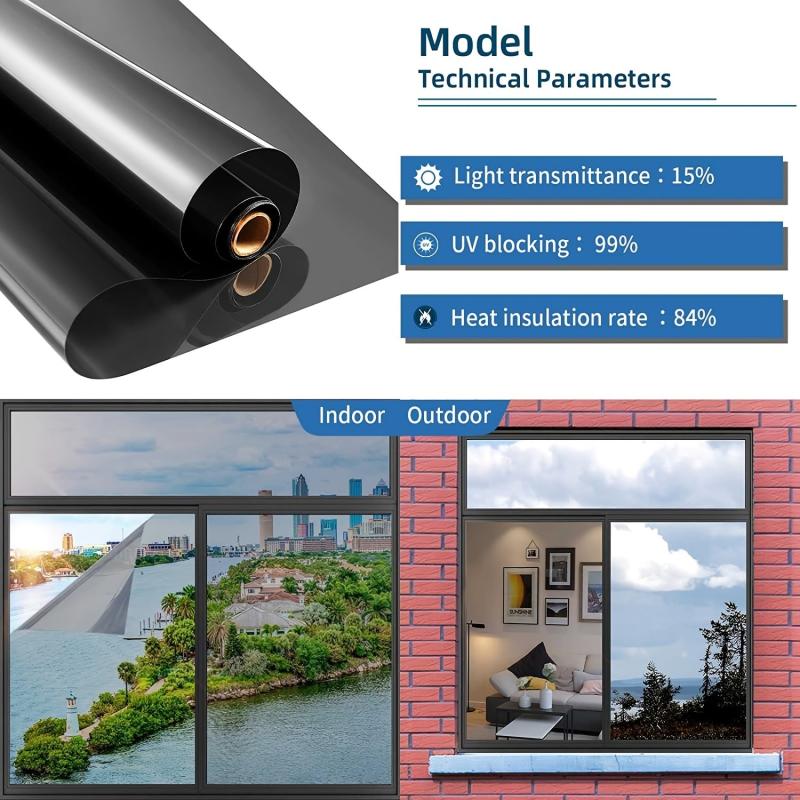 Privacy Window Film Reflective Heat Control Anti UV Daytime One Way Window Tint