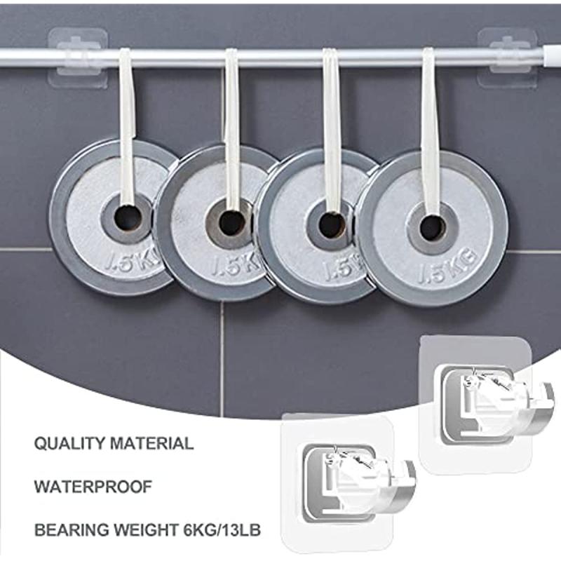 No Drill Curtain Rod Holders, Set of 8, Self-Adhesive Hooks