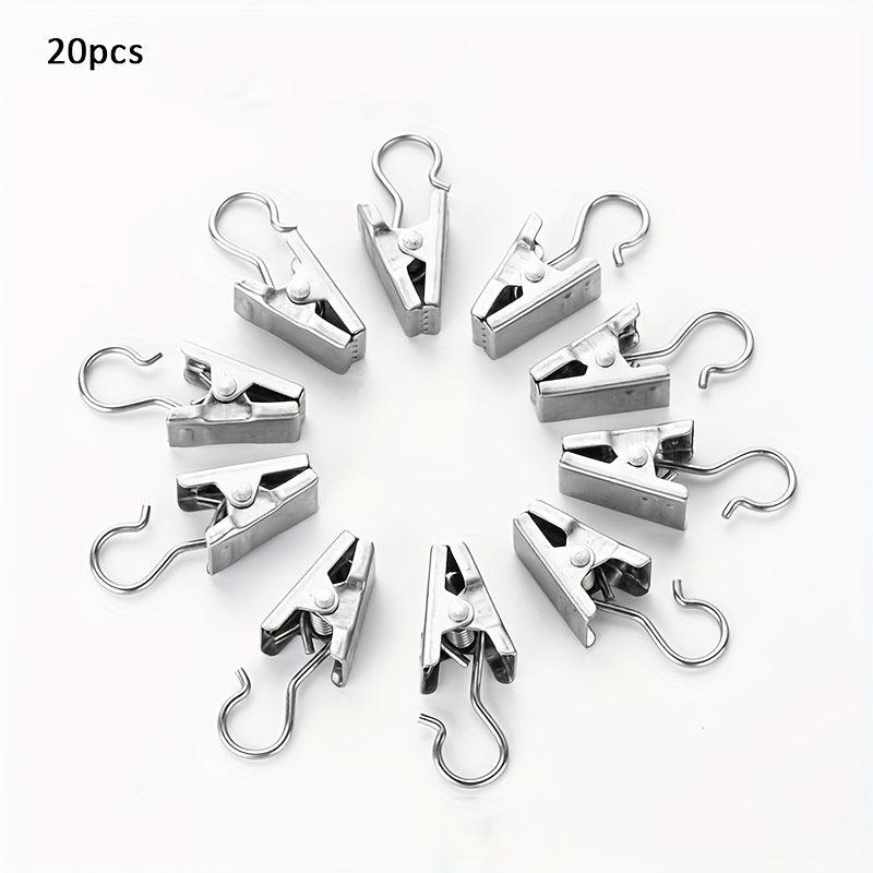 20pcs Stainless Steel Curtain Clips for Easy Hanging and Storage