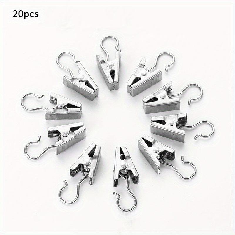 20pcs Stainless Steel Curtain Clips for Easy Hanging and Storage