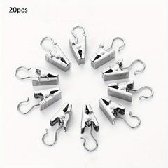 20pcs Stainless Steel Curtain Clips for Easy Hanging and Storage