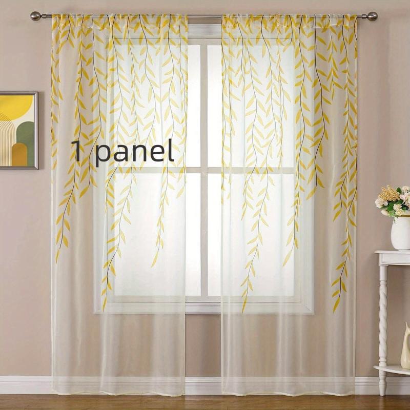 Vine Leaves Sheer Curtains for Bedroom Decor