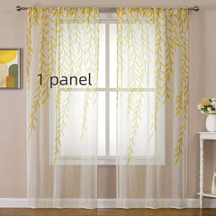 Vine Leaves Sheer Curtains for Bedroom Decor