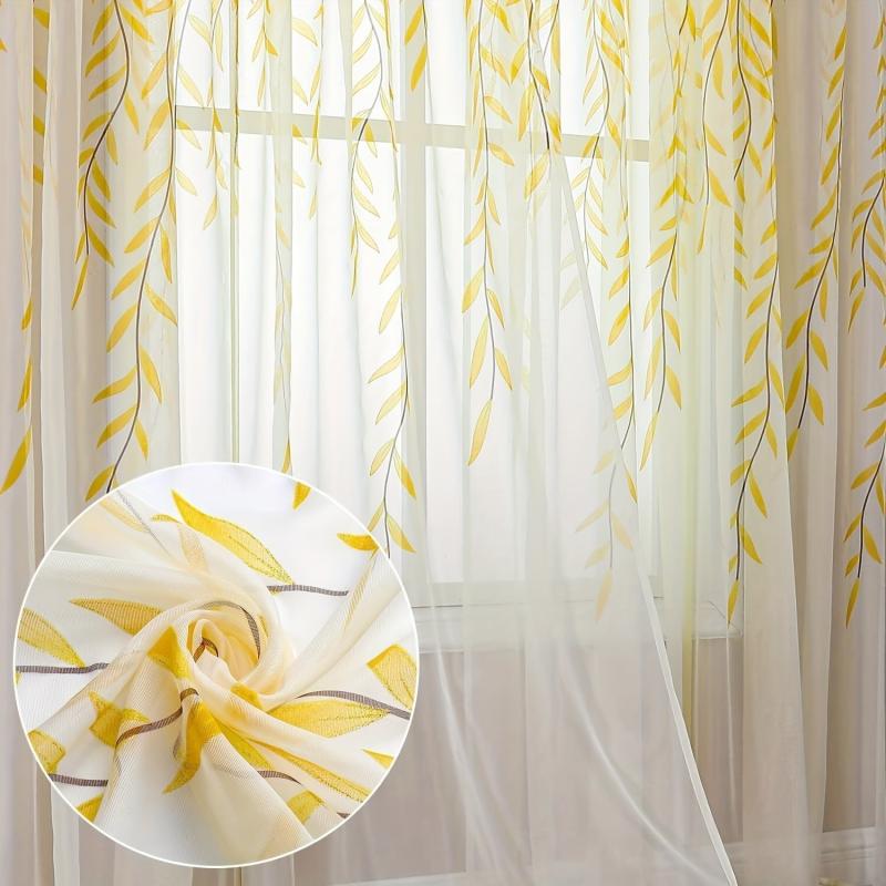 Vine Leaves Sheer Curtains for Bedroom Decor