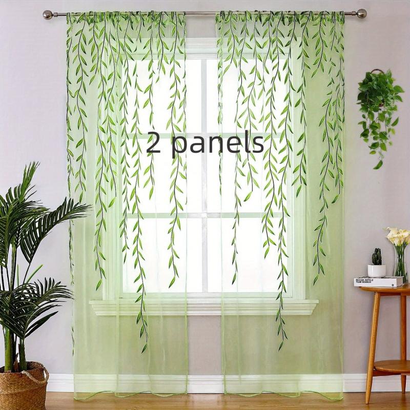 Vine Leaves Sheer Curtains for Bedroom Decor