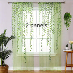 Vine Leaves Sheer Curtains for Bedroom Decor