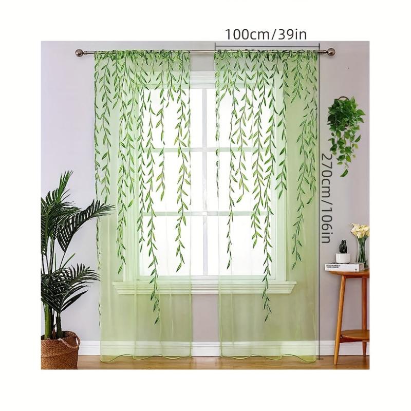 Vine Leaves Sheer Curtains for Bedroom Decor