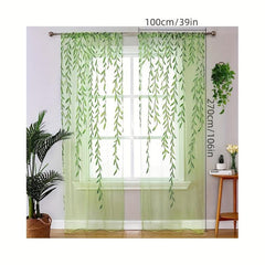 Vine Leaves Sheer Curtains for Bedroom Decor