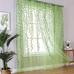 Vine Leaves Sheer Curtains for Bedroom Decor