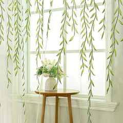 Vine Leaves Sheer Curtains for Bedroom Decor
