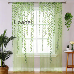 Vine Leaves Sheer Curtains for Bedroom Decor