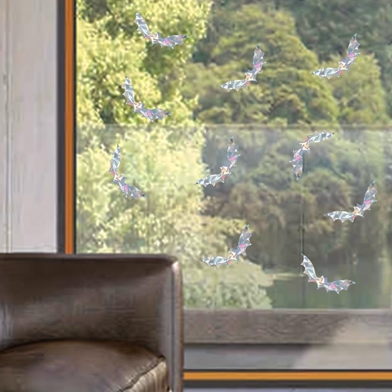 10pcs Bat Window Stickers Suncatcher Halloween Bat Glass Decal