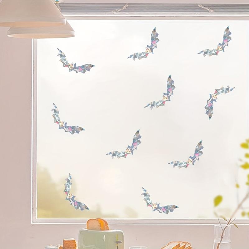10pcs Bat Window Stickers Suncatcher Halloween Bat Glass Decal
