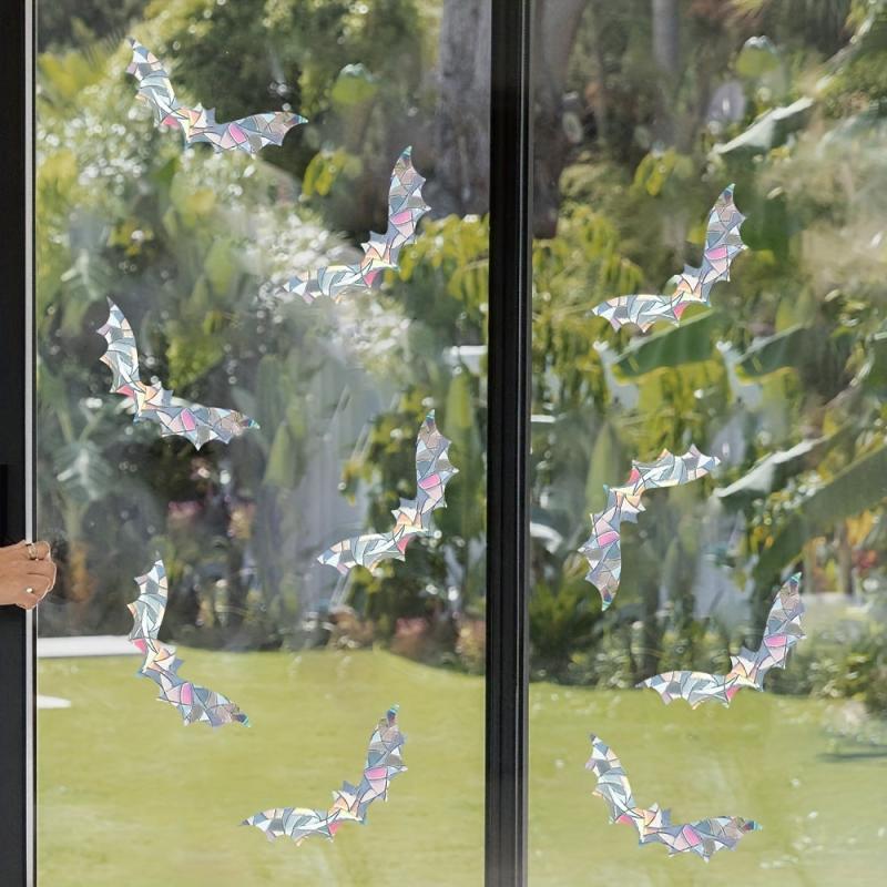 10pcs Bat Window Stickers Suncatcher Halloween Bat Glass Decal