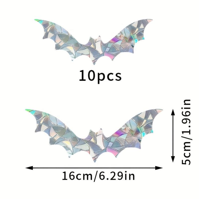 10pcs Bat Window Stickers Suncatcher Halloween Bat Glass Decal