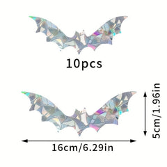 10pcs Bat Window Stickers Suncatcher Halloween Bat Glass Decal