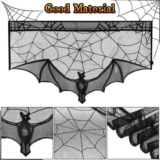 Lace Spider Web Bat Curtain Halloween Decoration