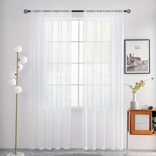 Sheer Voile Rod Pocket Window Curtain for Home Decor