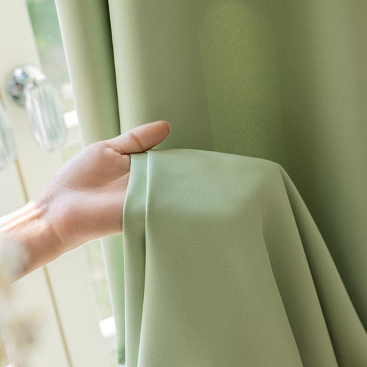 1pc Matcha Green Blackout Bedroom Curtain Home Decor
