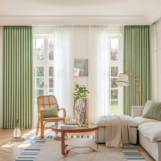 1pc Matcha Green Blackout Bedroom Curtain Home Decor