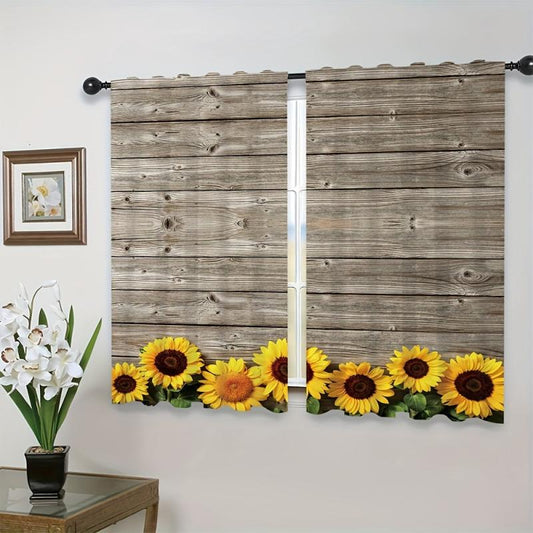 Vintage Sunflower Curtain for Home Decor