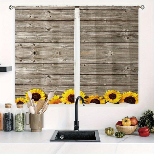 Vintage Sunflower Curtain for Home Decor