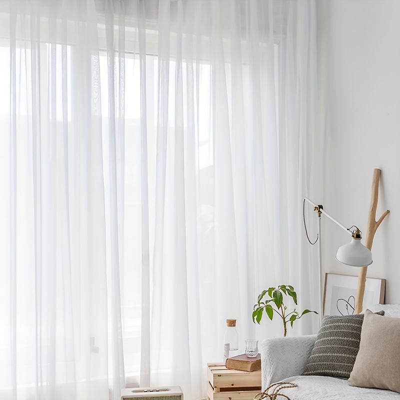 Translucent Sheer Curtain with Rod Pocket for Home Decor